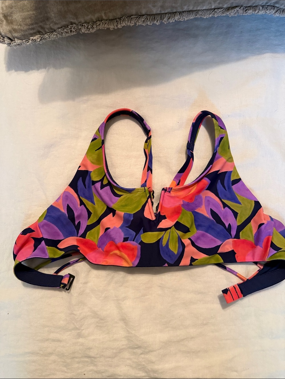 Title Nine Navy Sports Bikini Top with Multicolor Straps